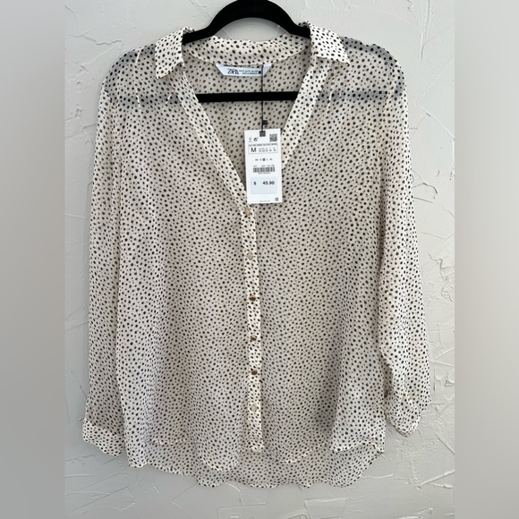 ZARA POLKA DOT PRINT SHIRT - Picture 2 of 7